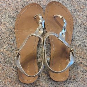 Gold Merona Braided Sandals Flip Flop 9 Women's Gladiator Metallic Shimmer Shoes